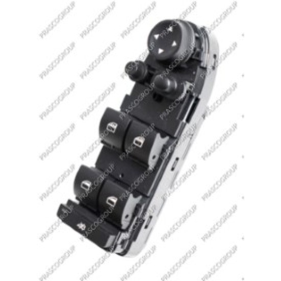 Pulsantiera Nera-4 Interruttori-Alzacristallo Porta Anteriore Sinistra-Con Funzione Chiusura Retrovisori-18 Pins BMW  3 Series - E90/E91 - 03/09 - 08/11  61319217333
