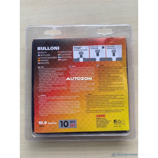 Kit bulloni Ruote 43mm Conici  PILOT