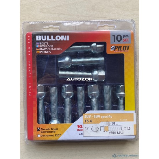 Kit bulloni ruote sferici 53mm  10 pz.   PILOT